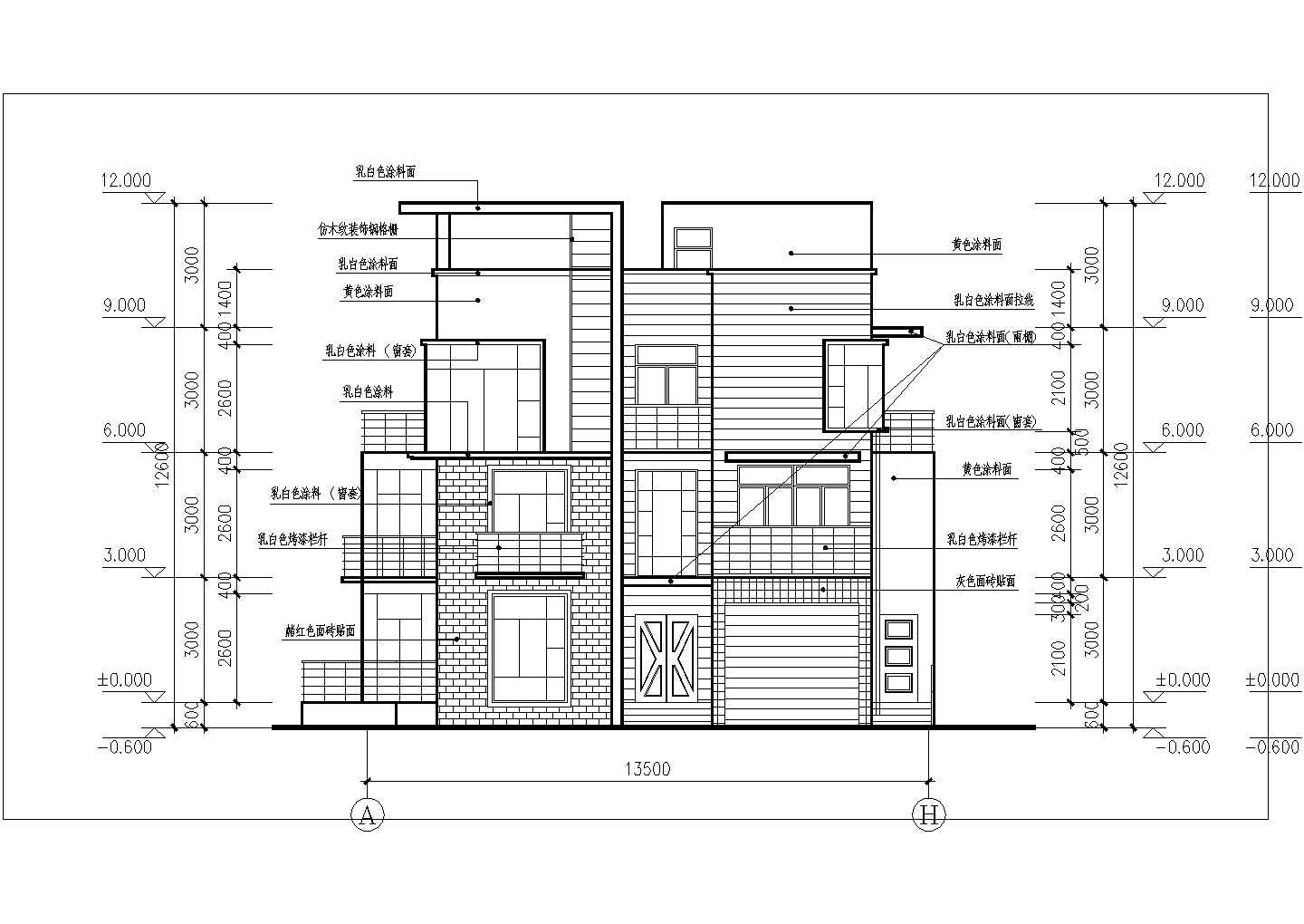 某地区独体别墅建筑施工CAD建筑设计图纸