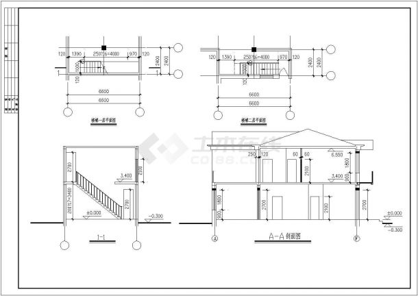 某地区二层别墅施工CAD建筑设计图纸-图二