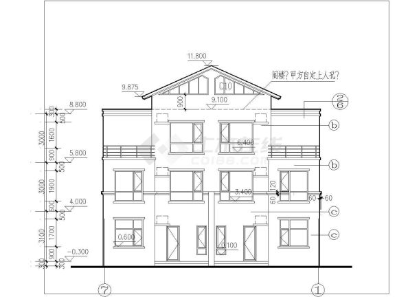 某地区欧式别墅平立剖面CAD建筑设计图纸-图二