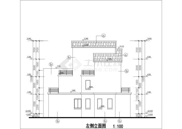 某地区别墅平立剖CAD建筑设计图纸-图二