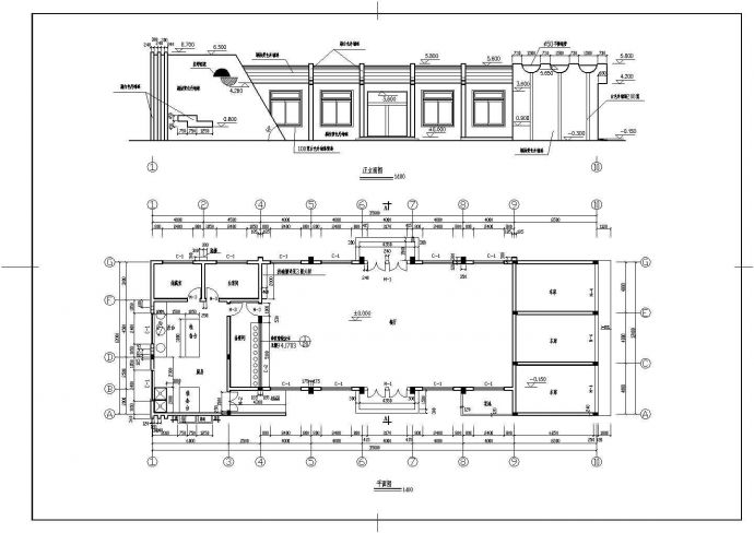 某地详细的某食堂建筑施工图（共3张）_图1
