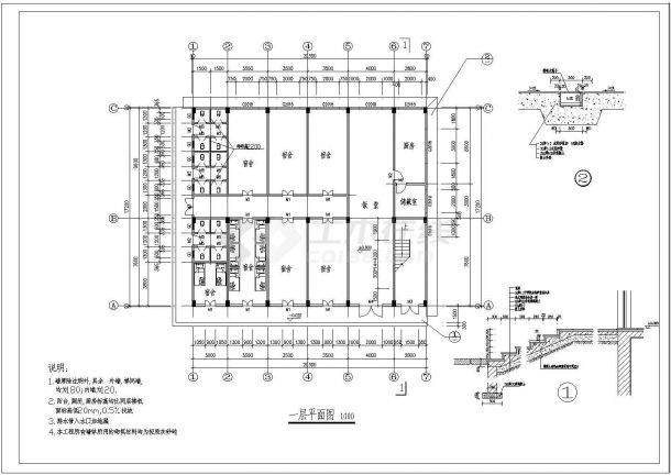 某地区宿舍楼建筑CAD建筑设计图纸-图二