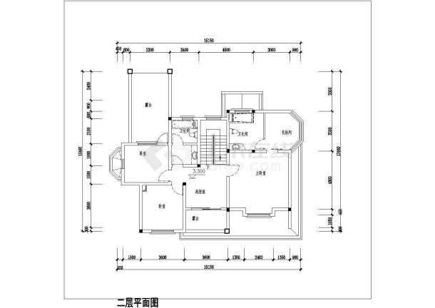 某地区欧式别墅施工CAD建筑设计图纸-图二