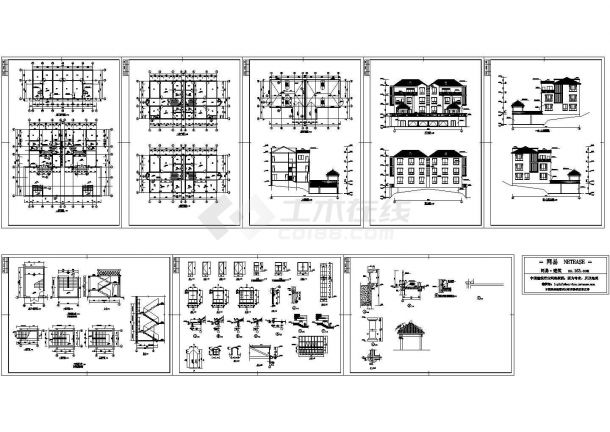 广东某三层别墅设计全套图，8张图纸-图一