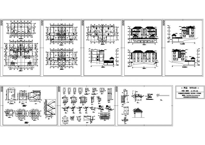 广东某三层别墅设计全套图，8张图纸_图1