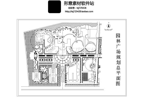 某园林广场规划设计总平面施工图-图一