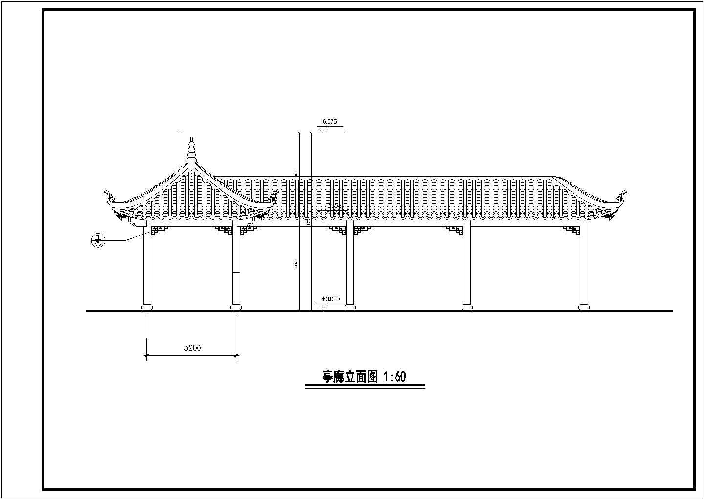 某仿古亭廊建筑全套施工CAD详图