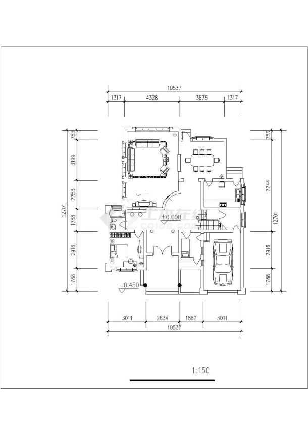 某地区欧式别墅设计方案CAD建筑设计图纸-图一