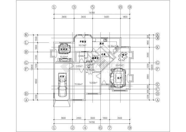 某地区普通别墅建筑施工CAD图纸-图一