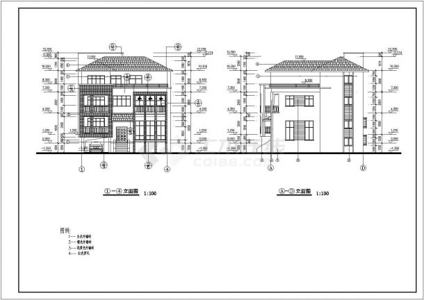 某地特级别墅建筑设计施工图（共6张）-图二