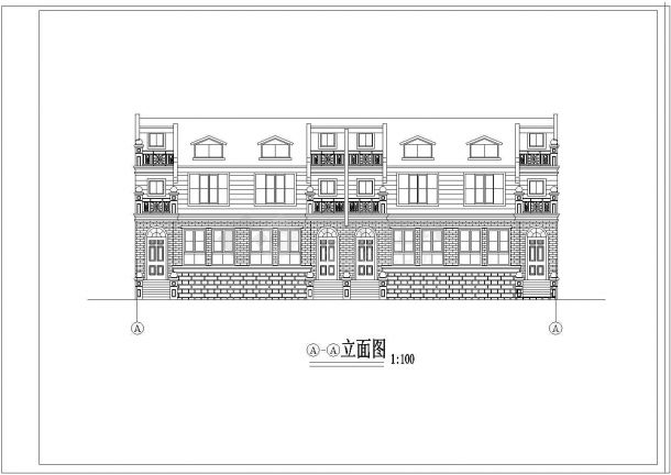 某联排别墅建筑和结构全套施工CAD建筑设计图纸-图二