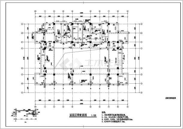 某地区多层框架结构办公楼结构施工图-图一