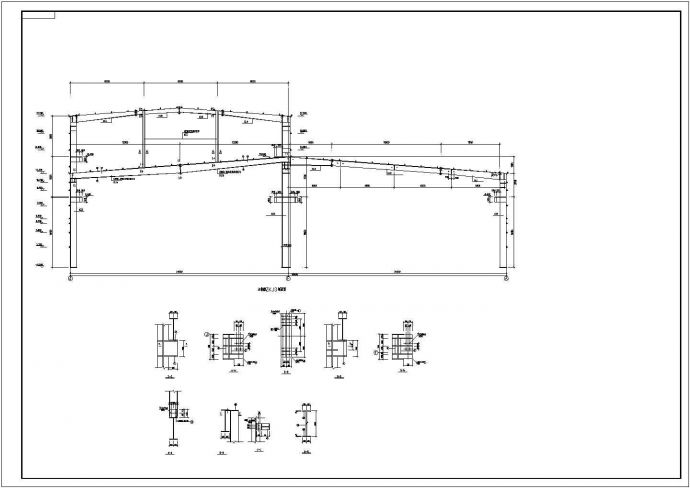 某双层高低双跨吊车生产车间钢结构施工图_图1
