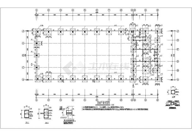 某地区24米跨排架厂房结构设计施工图-图二