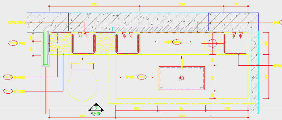 某地大型主浴室洗手台CAD平面设计图