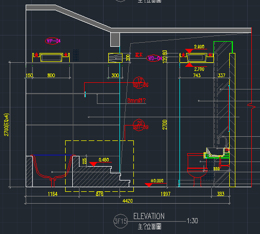 某地大型主卧卫生间CAD平面设计图_图1
