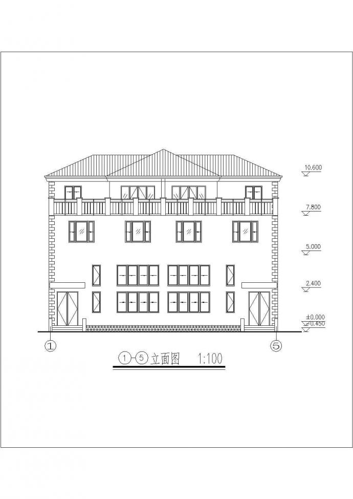 某小型别墅建筑设计方案图（共6张）_图1