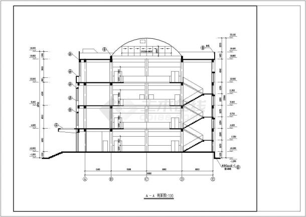 某学校图书馆CAD建筑设计施工图纸-图二