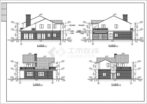 某小区小型别墅建筑设计方案CAD图（共5张）-图一
