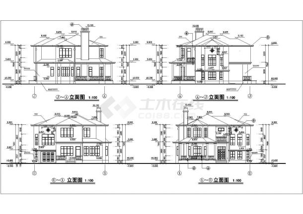 某小型别墅建筑设计方案CAD图（共5张）-图一