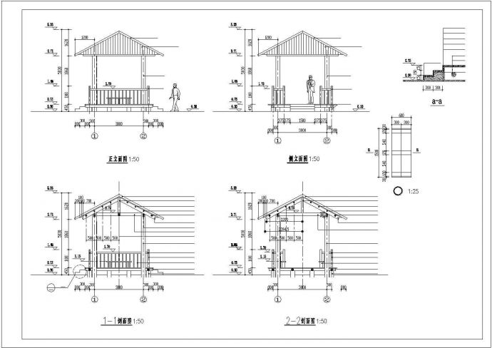 某经典木亭建筑详细施工CAD图纸_图1