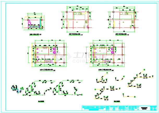 带地下室框架四合院给排水CAD设计图-图一
