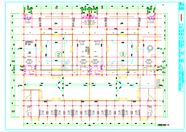 带地下室框架四合院给排水CAD设计图-图二