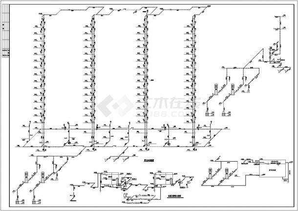 高层商业商住楼给排水系统施工CAD设计图-图二