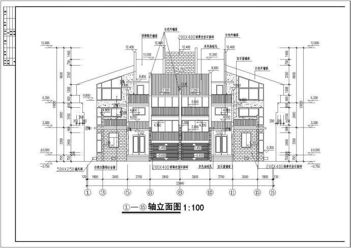 某地联体别墅建筑设计方案图（共15张）_图1