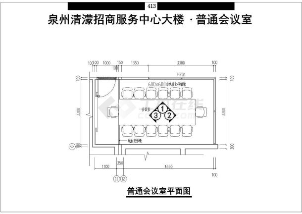 某招商服务中心大楼办公区装修设计图-图一