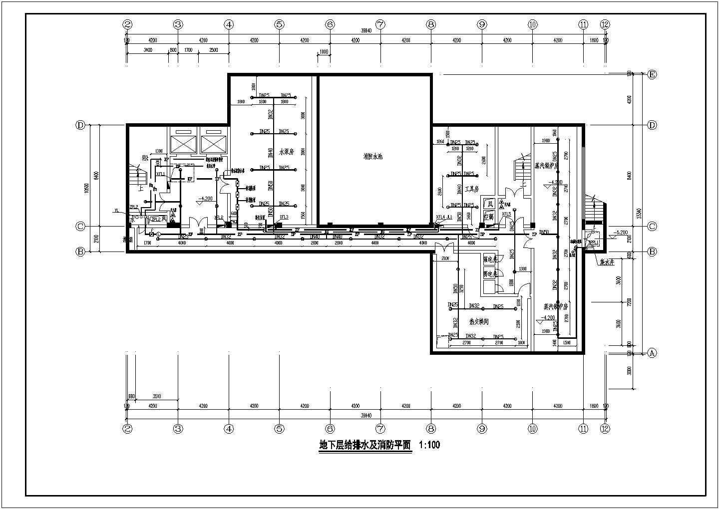 某地民用住宅楼消防布置给排水CAD设计施工图纸