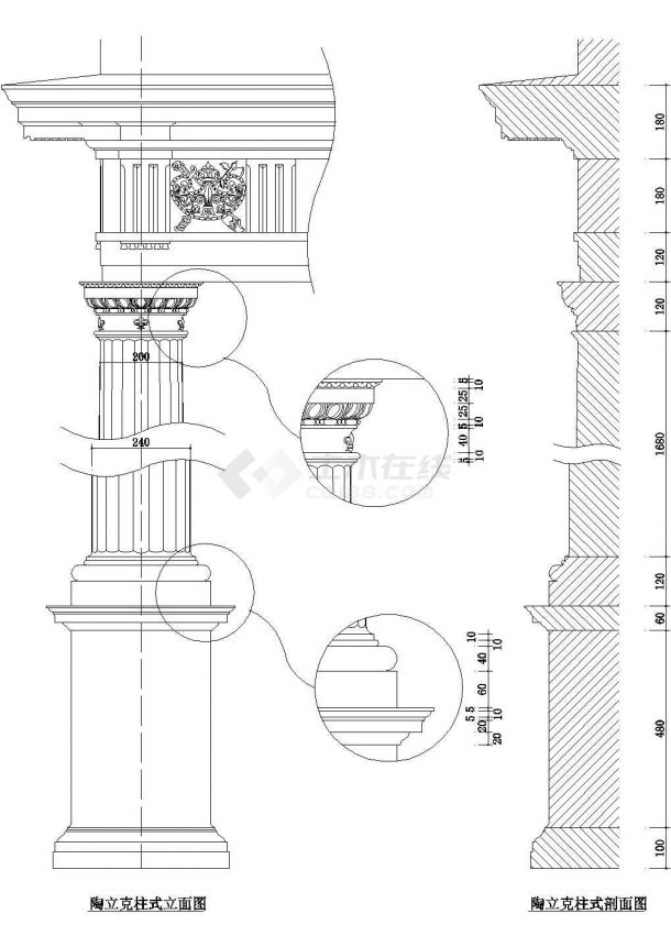 建筑CAD常用千种图块之西式柱-图二