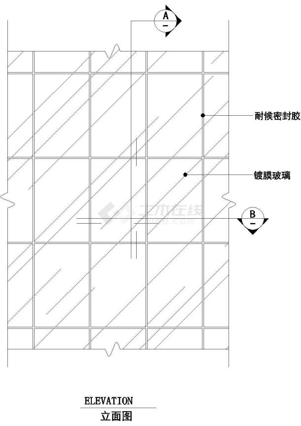 玻璃幕墙装修设计施工图-图一