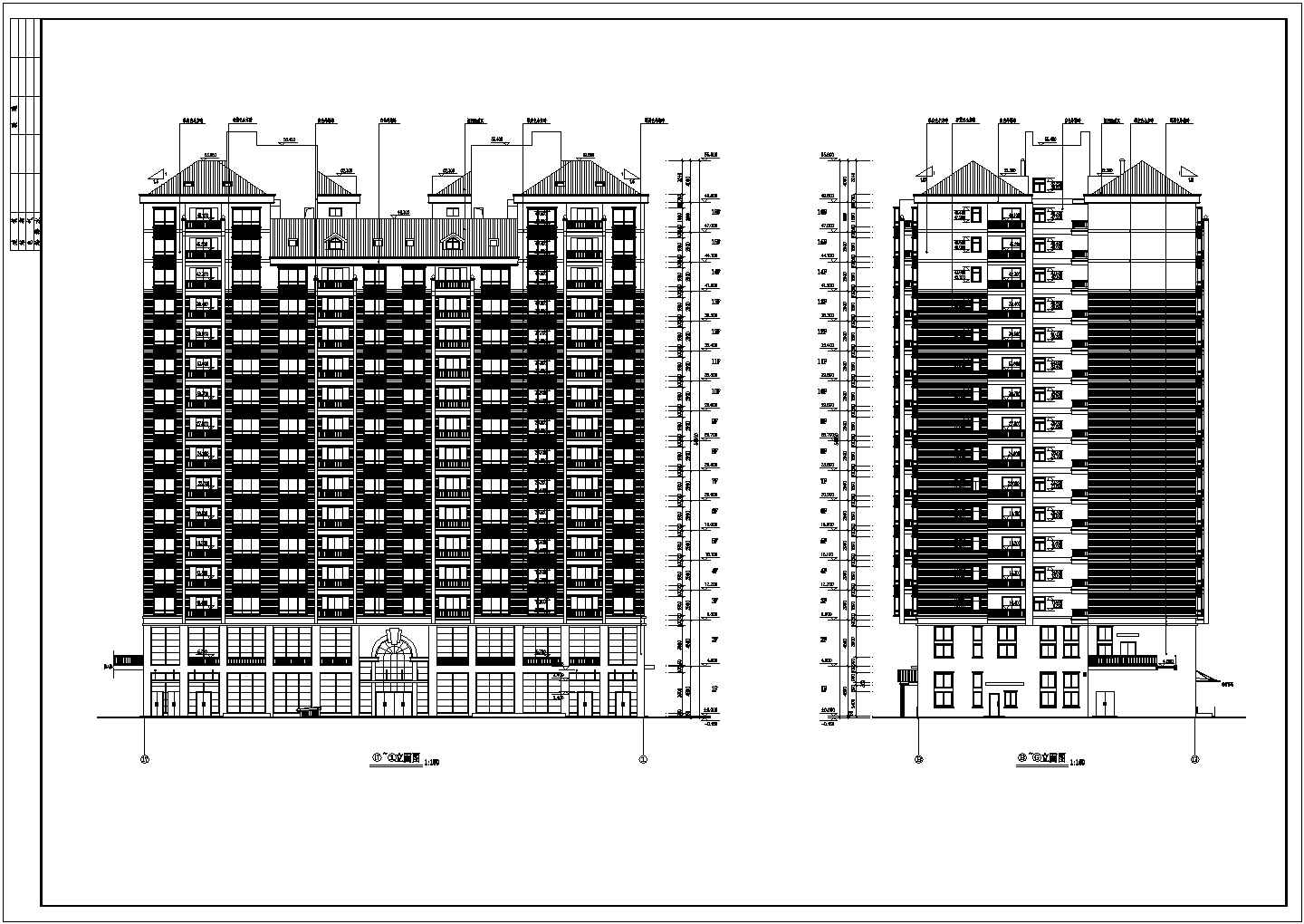 某地高层住宅平立面图cad设计（共13张）