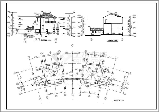 某地三层砖混结构并联别墅建筑设计施工图-图二