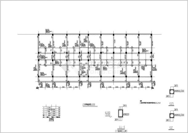 某地3层框架结构商务办公楼CAD钢筋设计图-图一