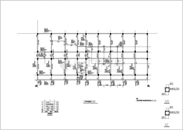 某地3层框架结构商务办公楼CAD钢筋设计图-图二