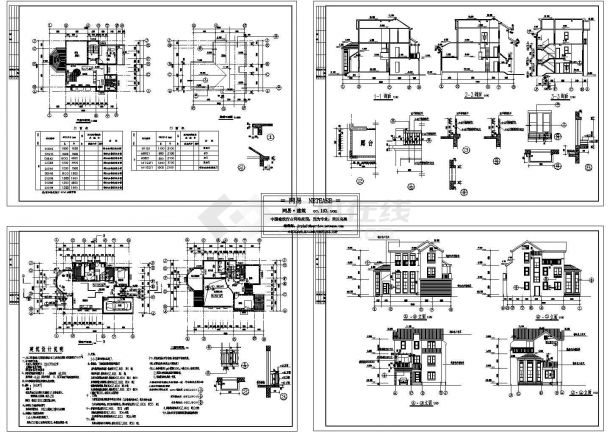 桂林八里街蓝州湾小区超豪华别墅建筑CAD设计施工图-图一
