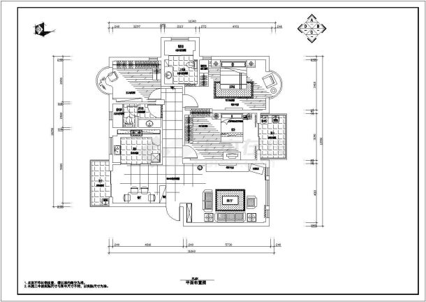 经典住宅楼室内装修cad施工图纸-图一