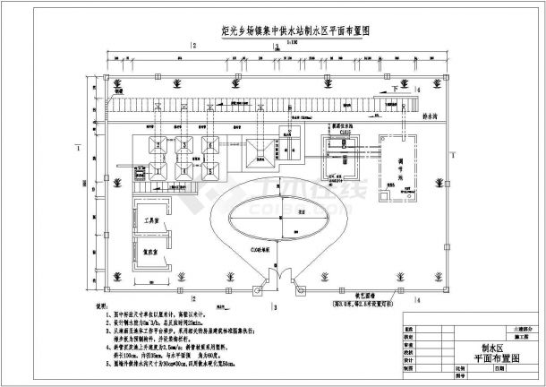 某小镇水池厂房给排水cad施工设计图-图二