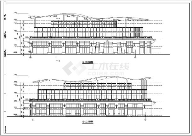 某地商业中心会所建筑施工全套图(共9张)-图二