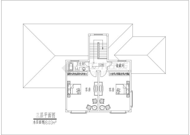 某别墅建筑设计方案全部cad图纸-图一