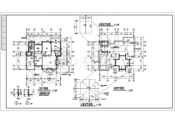 某别墅全套建筑施工设计CAD图纸-图一