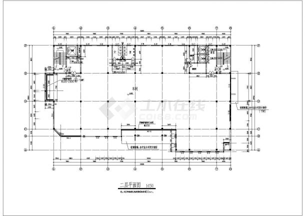 某地厂房多层钢筋混凝土框架结构车间建筑施工图-图二