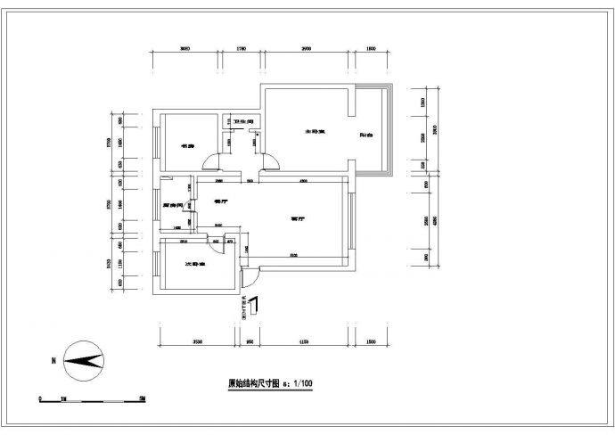某地两室两厅装修设计施工图_图1