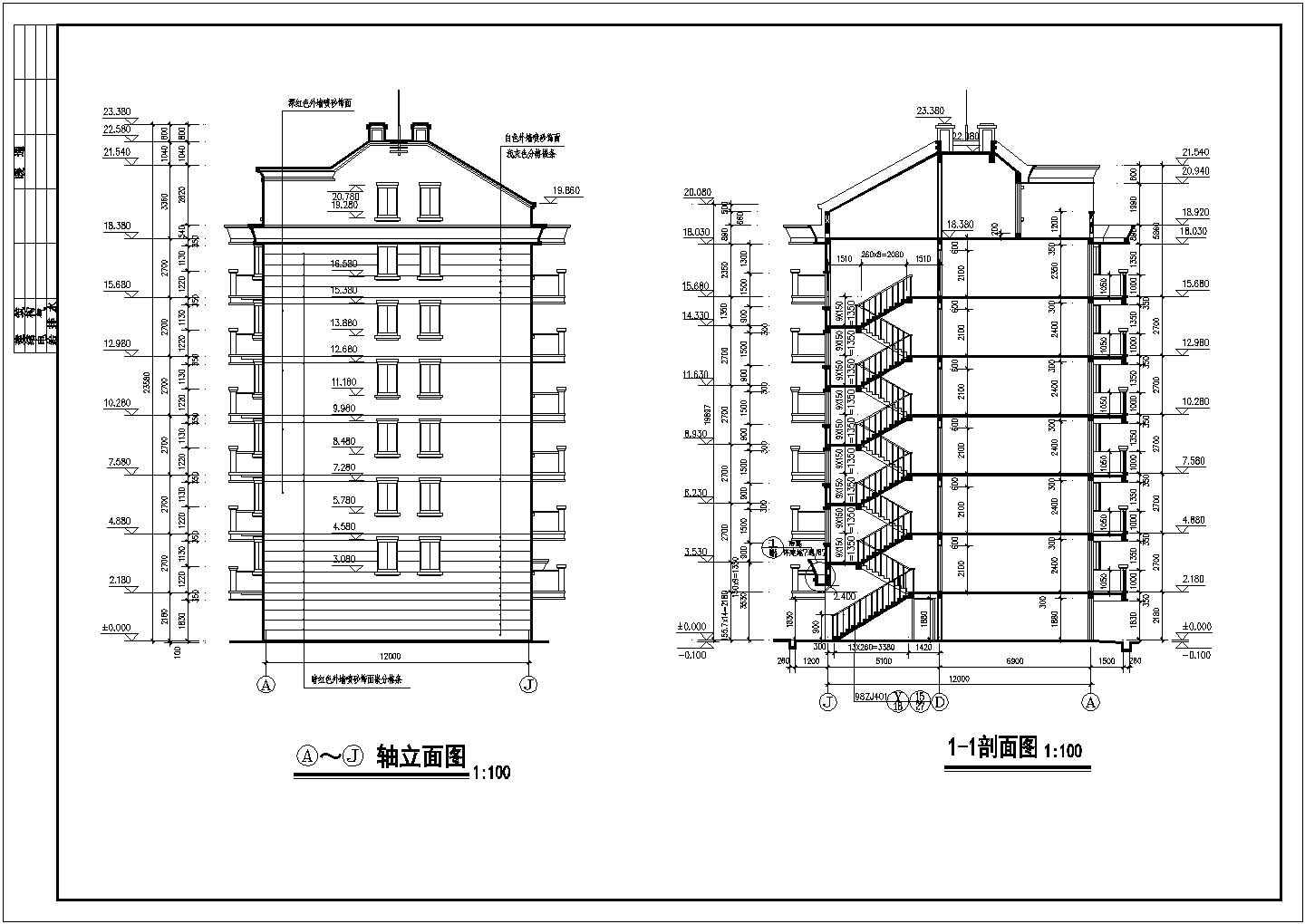 多层住宅建筑平立剖图（节点详细）