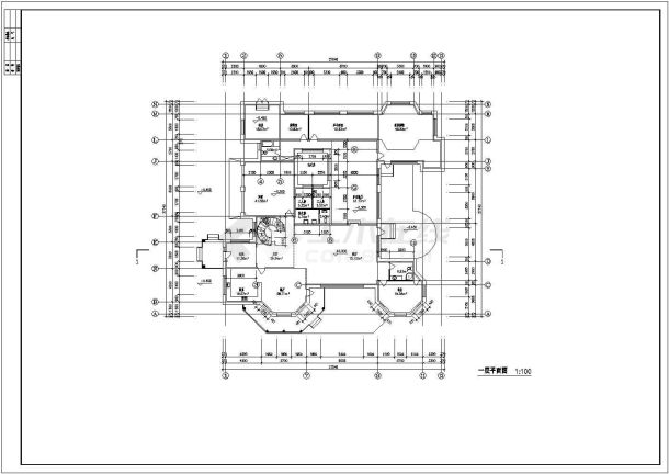 别墅建筑施工平立剖面图（共6张）-图一