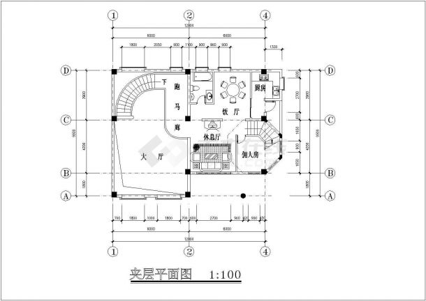 一套大型私人别墅建筑施工图（共6张）-图二