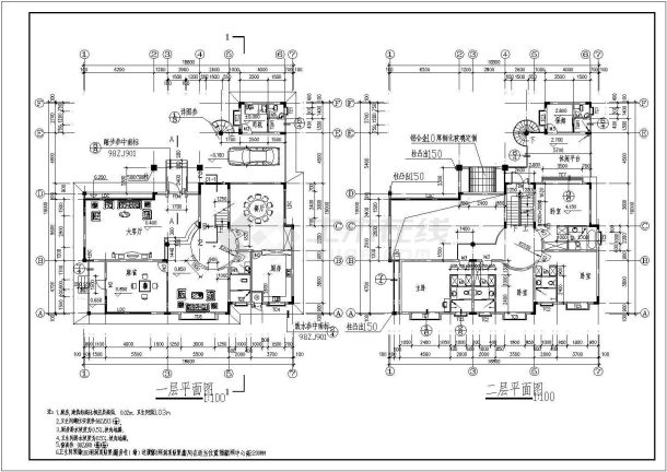 某地区全别墅建筑施工CAD设计图纸-图一