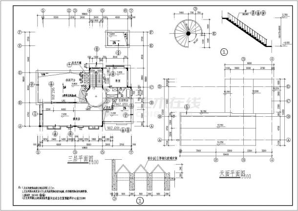 某地区全别墅建筑施工CAD设计图纸-图二